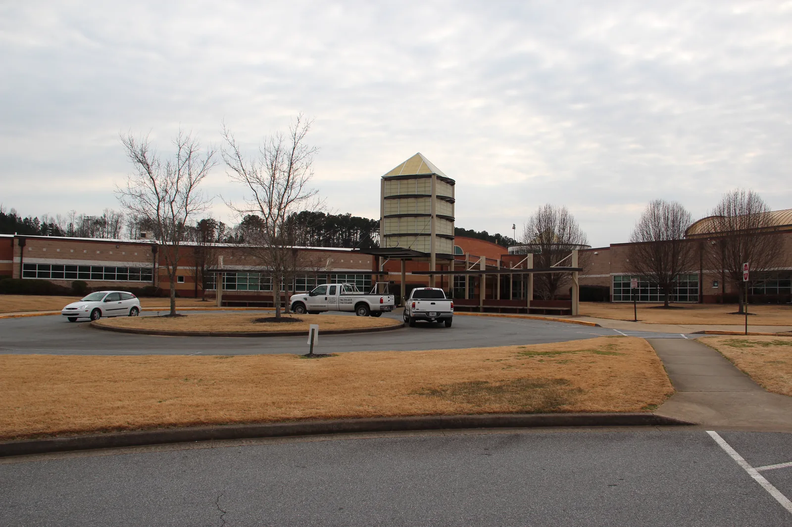 The front of Woodstock High School in Woodstock