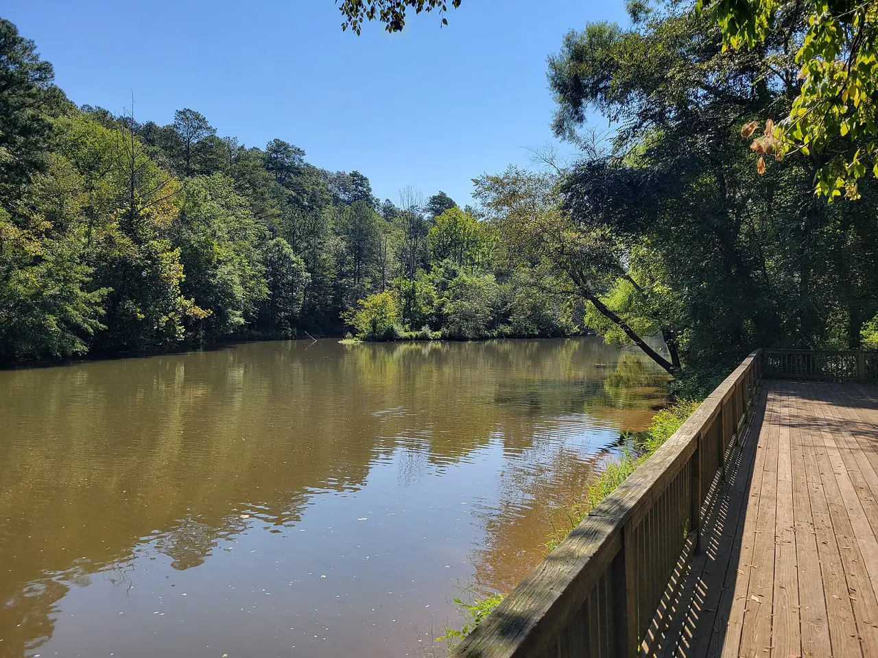 The Little River from the boardwalk at Olde Rope Mill Park in Woodstock